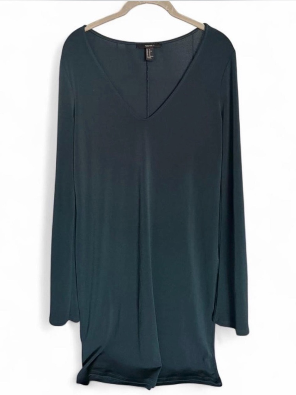 Forever 21 Teal V-Neck Long Sleeve Women's Top